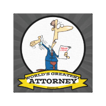 WORLDS GREATEST ATTORNEY MEN CARTOON STRETCHED CANVAS PRINT