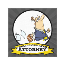 WORLDS GREATEST ATTORNEY MEN III CARTOON STRETCHED CANVAS PRINT
