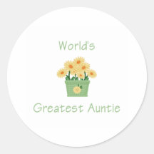 World's Greatest Auntie (flower) Round Sticker