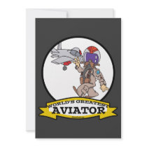 WORLDS GREATEST AVIATOR MEN MALE CARTOON INVITATIONS