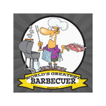 WORLDS GREATEST BARBECUER MEN CARTOON GALLERY WRAP CANVAS