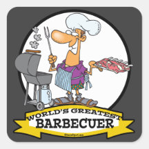 WORLDS GREATEST BARBECUER MEN CARTOON STICKERS