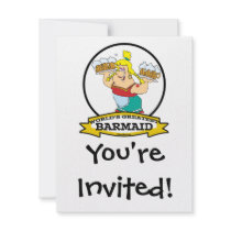 WORLDS GREATEST BARMAID WOMEN CARTOON CUSTOM ANNOUNCEMENT