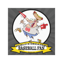 WORLDS GREATEST BASEBALL FAN MEN CARTOON GALLERY WRAP CANVAS