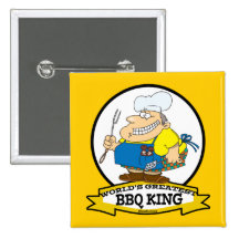 WORLDS GREATEST BBQ KING MEN CARTOON PINBACK BUTTONS