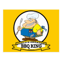 WORLDS GREATEST BBQ KING MEN CARTOON POSTCARD