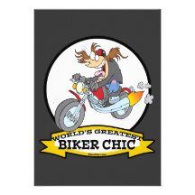 WORLDS GREATEST BIKER CHIC WOMEN CARTOON ANNOUNCEMENT