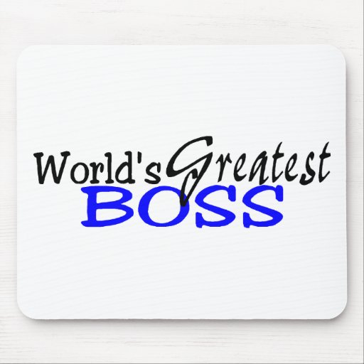 Worlds Greatest Boss Black Blue Mouse Pad