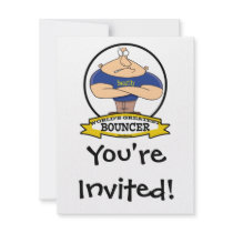 WORLDS GREATEST BOUNCER MEN CARTOON CUSTOM INVITATION