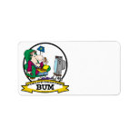 WORLDS GREATEST BUM MEN CARTOON PERSONALIZED ADDRESS LABEL