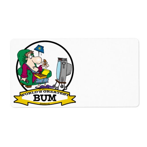 WORLDS GREATEST BUM MEN CARTOON SHIPPING LABELS