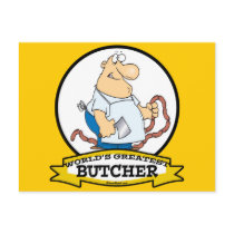 WORLDS GREATEST BUTCHER MEN CARTOON POSTCARD