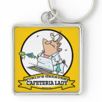 WORLDS GREATEST CAFETERIA LADY CARTOON KEYCHAIN