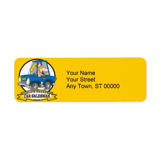 WORLDS GREATEST CAR SALESMAN MEN CARTOON LABELS