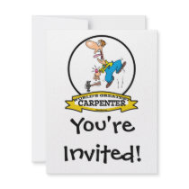 WORLDS GREATEST CARPENTER II MEN CARTOON CUSTOM INVITE