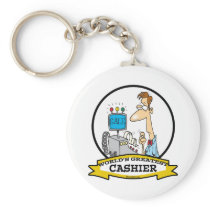WORLDS GREATEST CASHIER MEN CARTOON KEYCHAINS