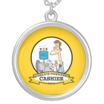 WORLDS GREATEST CASHIER MEN CARTOON PERSONALIZED NECKLACE