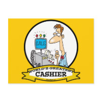 WORLDS GREATEST CASHIER MEN CARTOON POST CARDS
