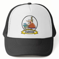 WORLDS GREATEST CASHIER WOMEN CARTOON TRUCKER HATS