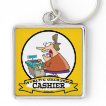 WORLDS GREATEST CASHIER WOMEN CARTOON KEYCHAIN