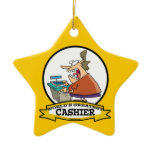 WORLDS GREATEST CASHIER WOMEN CARTOON CHRISTMAS TREE ORNAMENTS