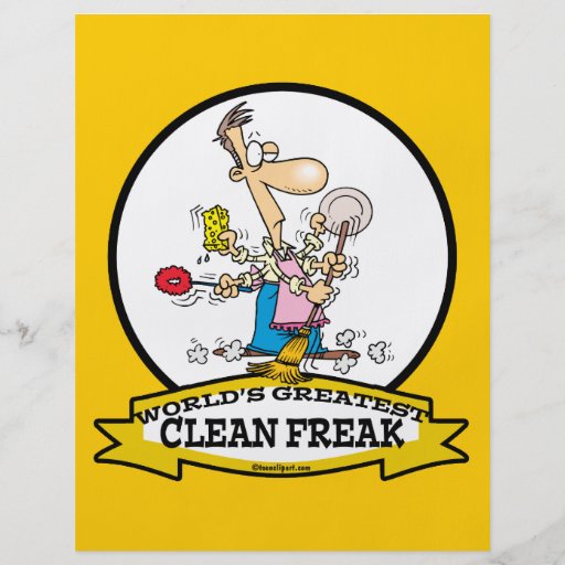 WORLDS GREATEST CLEAN FREAK MEN CARTOON CUSTOM FLYER