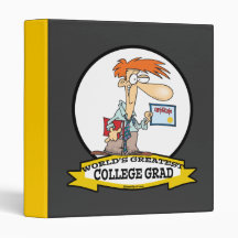 WORLDS GREATEST COLLEGE GRAD MEN CARTOON VINYL BINDERS