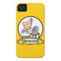 WORLDS GREATEST COMPUTER DOCTOR MEN CARTOON IPHONE 4 CASE-MATE CASE