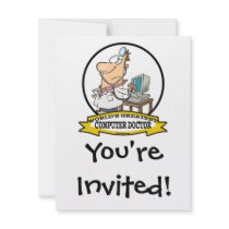 WORLDS GREATEST COMPUTER DOCTOR MEN CARTOON PERSONALIZED ANNOUNCEMENTS