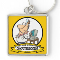WORLDS GREATEST COMPUTER DOCTOR MEN CARTOON KEY CHAIN