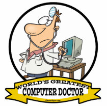 WORLDS GREATEST COMPUTER DOCTOR MEN CARTOON PHOTO CUTOUT
