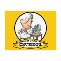 WORLDS GREATEST COMPUTER DOCTOR MEN CARTOON POSTCARDS