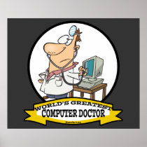 WORLDS GREATEST COMPUTER DOCTOR MEN CARTOON POSTERS