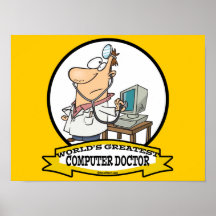 WORLDS GREATEST COMPUTER DOCTOR MEN CARTOON PRINT