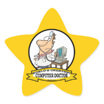 WORLDS GREATEST COMPUTER DOCTOR MEN CARTOON STICKERS