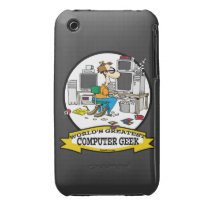 WORLDS GREATEST COMPUTER GEEK MEN CARTOON IPHONE 3 CASE-MATE CASES