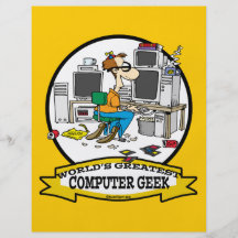 WORLDS GREATEST COMPUTER GEEK MEN CARTOON FULL COLOUR FLYER