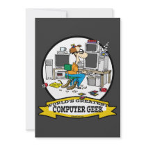 WORLDS GREATEST COMPUTER GEEK MEN CARTOON PERSONALIZED INVITATION