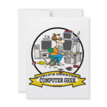 WORLDS GREATEST COMPUTER GEEK MEN CARTOON INVITATION