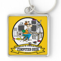 WORLDS GREATEST COMPUTER GEEK MEN CARTOON KEYCHAIN