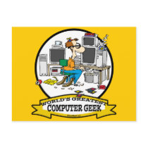 WORLDS GREATEST COMPUTER GEEK MEN CARTOON POSTCARDS