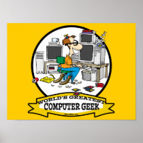 WORLDS GREATEST COMPUTER GEEK MEN CARTOON POSTER