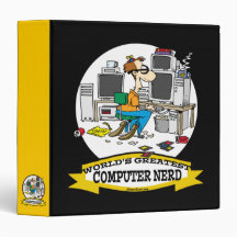 WORLDS GREATEST COMPUTER NERD MEN CARTOON VINYL BINDER