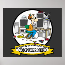 WORLDS GREATEST COMPUTER NERD MEN CARTOON POSTER