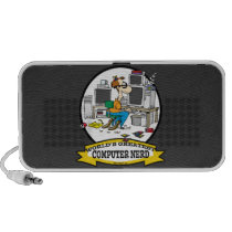 WORLDS GREATEST COMPUTER NERD MEN CARTOON MP3 SPEAKERS