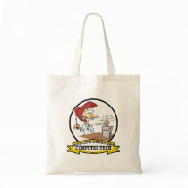 WORLDS GREATEST COMPUTER TECH WOMEN CARTOON TOTE BAG