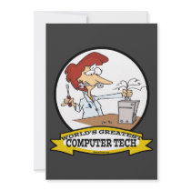 WORLDS GREATEST COMPUTER TECH WOMEN CARTOON PERSONALIZED ANNOUNCEMENT