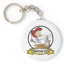 WORLDS GREATEST COMPUTER TECH WOMEN CARTOON KEYCHAIN