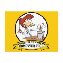 WORLDS GREATEST COMPUTER TECH WOMEN CARTOON POSTCARD