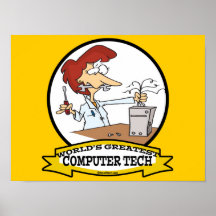 WORLDS GREATEST COMPUTER TECH WOMEN CARTOON POSTER